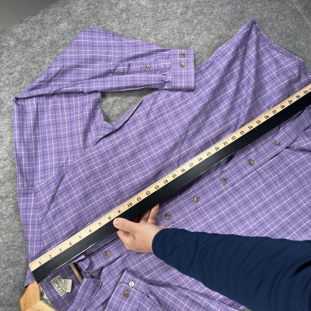 LL‎ Bean Shirt Mens LT Purple Check Long Sleeve Wrinkle Free Traditional Cotton - Picture 5 of 13
